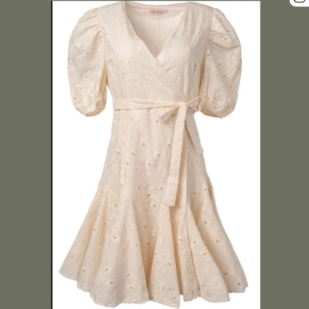 Ivy City Co Ivory Puff Sleeve Wrap Dress